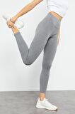 Grı Mlnj Yüksek Bel Toparlayıcı Slim Fit Dar Paça Kadın Tayt - 94011 | XL