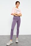 Eflatun Yüksek Bel Toparlayıcı Slim Fit Dar Paça Kadın Tayt - 94011 | L