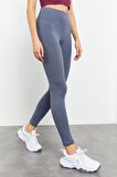 Petrol Yüksek Bel Toparlayıcı Slim Fit Dar Paça Kadın Tayt - 94011 | M