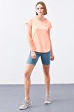 Mercan Sırt Pencereli Kısa Kol Standart Kalıp O Yaka Kadın T-Shirt - 97101 | L