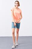 Mercan Sırt Pencereli Kısa Kol Standart Kalıp O Yaka Kadın T-Shirt - 97101 | L