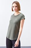 Çağla Sırt Pencereli Kısa Kol Standart Kalıp O Yaka Kadın T-Shirt - 97101 | M