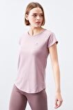 Gül Kurusu Sırt Pencereli Kısa Kol Standart Kalıp O Yaka Kadın T-Shirt - 97101 | S