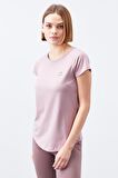 Gül Kurusu Sırt Pencereli Kısa Kol Standart Kalıp O Yaka Kadın T-Shirt - 97101 | S