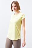 Limon Sırt Pencereli Kısa Kol Standart Kalıp O Yaka Kadın T-Shirt - 97101 | M