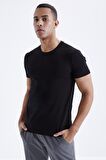 Siyah Basic Kısa Kol Standart Kalıp O Yaka Erkek T-Shirt - 87911 | S