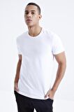 Beyaz Basic Kısa Kol Standart Kalıp O Yaka Erkek T-Shirt - 87911 | XL