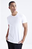 Beyaz Basic Kısa Kol Standart Kalıp O Yaka Erkek T-Shirt - 87911 | XL