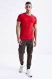 Kırmızı Basic Kısa Kol Standart Kalıp O Yaka Erkek T-Shirt - 87911 | XL