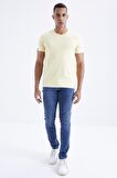 Sarı Basic Kısa Kol Standart Kalıp O Yaka Erkek T-Shirt - 87911 | M