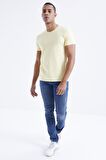 Sarı Basic Kısa Kol Standart Kalıp O Yaka Erkek T-Shirt - 87911 | M