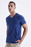 İndigo Basic Kısa Kol Standart Kalıp V Yaka Erkek T-Shirt - 87912 | L