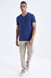 İndigo Basic Kısa Kol Standart Kalıp V Yaka Erkek T-Shirt - 87912 | L