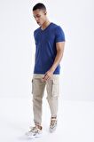 İndigo Basic Kısa Kol Standart Kalıp V Yaka Erkek T-Shirt - 87912 | L