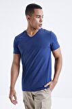 İndigo Basic Kısa Kol Standart Kalıp V Yaka Erkek T-Shirt - 87912 | XL