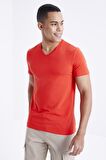 Fiesta Basic Kısa Kol Standart Kalıp V Yaka Erkek T-Shirt - 87912 | XXL