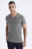 Çağla Basic Kısa Kol Standart Kalıp V Yaka Erkek T-Shirt - 87912 | L