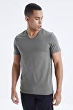 Çağla Basic Kısa Kol Standart Kalıp V Yaka Erkek T-Shirt - 87912 | L