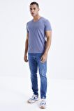 Petrol Basic Kısa Kol Standart Kalıp V Yaka Erkek T-Shirt - 87912 | L