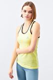 Limon Çapraz Askılı Kolsuz Standart Kalıp Kadın Spor Atlet - 97094 | S