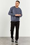 Petrol - Siyah Casual O Yaka Lastik Paça Erkek Oversize Eşofman Takımı - 85120 | M