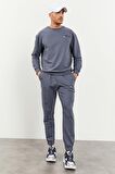 Petrol Casual O Yaka Lastik Paça Erkek Oversize Eşofman Takımı - 85120 | M