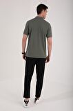 Çağla Basic Logolu Standart Kalıp Triko Polo Yaka Erkek T-Shirt - 87748 | L