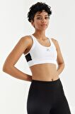 Beyaz Çapraz Sırt Detaylı Slim Fit U Yaka Pedli Kadın Spor Büstiyer - 97121 | S