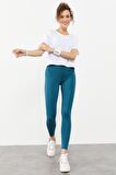 Zümrüt Yüksek Bel Streç Slim Fit Dar Paça Kadın Tayt - 94545 | L