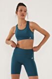 Tommy Life Zümrüt Sırt Detaylı Dar Kalıp U Yaka Kadın Spor Büstiyer - 97120 | XL