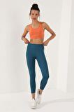 Zümrüt Yüksek Bel Şerit Detaylı Slim Fit Dar Paça Kadın Tayt - 94541 | M