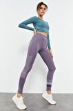 Mint Yeşili Uzun Kollu Dar Kalıp  O Yaka Kadın Crop Top - 97150 | L