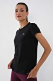 Siyah Basic Kısa Kol Standart Kalıp O Yaka Kadın T-Shirt - 97144 | S