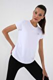 Beyaz Basic Kısa Kol Standart Kalıp O Yaka Kadın T-Shirt - 97144 | L
