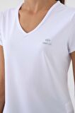 Beyaz Basic Kısa Kol Standart Kalıp V Yaka Kadın T-Shirt - 97145 | L