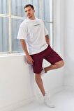 Beyaz Yazı Baskılı O Yaka Erkek Oversize T-Shirt - 87984 | XXL