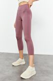 Gül Kurusu Yüksek Bel Slim Fit Dar Paça Kadın Kapri Tayt - 93097 | M