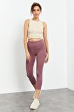Gül Kurusu Yüksek Bel Slim Fit Dar Paça Kadın Kapri Tayt - 93097 | M