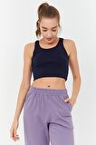 Tommy Life İndigo Basic Sıfır Kol Dar Kalıp U Yaka Kadın Crop Top - 97160 | M