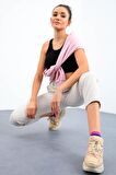 Siyah Basic Sıfır Kol Dar Kalıp U Yaka Kadın Crop Top - 97162 | XS
