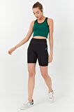 Yeşil Basic Sıfır Kol Dar Kalıp U Yaka Kadın Crop Top - 97162 | XS