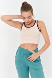Somon Basic Sıfır Kol Dar Kalıp U Yaka Kadın Crop Top - 97162 | XS