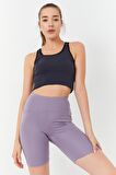 Tommy Life Antrasit Basic Sıfır Kol Dar Kalıp U Yaka Kadın Crop Top - 97162 | S