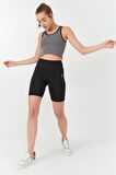 Gri Basic Sıfır Kol Dar Kalıp U Yaka Kadın Crop Top - 97162 | XS
