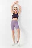 Mor Basic Sıfır Kol Dar Kalıp U Yaka Kadın Crop Top - 97162 | XS