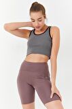 Çağla Basic Sıfır Kol Dar Kalıp U Yaka Kadın Crop Top - 97162 | XS