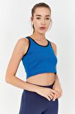 Turkuaz Basic Sıfır Kol Dar Kalıp U Yaka Kadın Crop Top - 97162 | XS