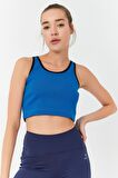 Turkuaz Basic Sıfır Kol Dar Kalıp U Yaka Kadın Crop Top - 97162 | XS