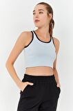 Taş Basic Sıfır Kol Dar Kalıp U Yaka Kadın Crop Top - 97162 | XS