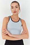 Taş Basic Sıfır Kol Dar Kalıp U Yaka Kadın Crop Top - 97162 | XS